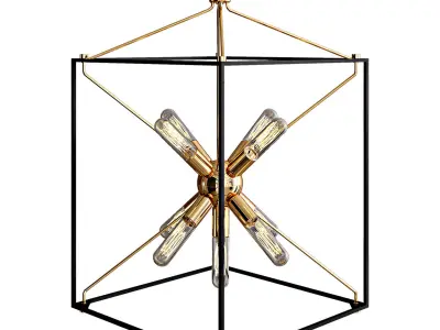 Hudson Valley 9 Light Pendant Aged Brass Glendale 3D model