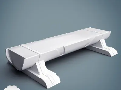 PBR Wooden Log Bench Low-poly 3D model