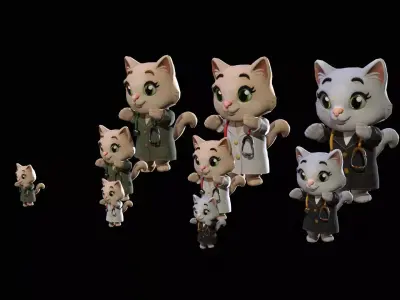 Cat4Pack3 Low-poly 3D model