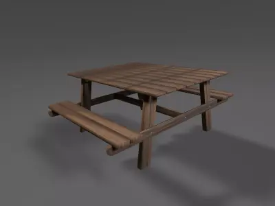 Bench picnic table Free low-poly 3D model