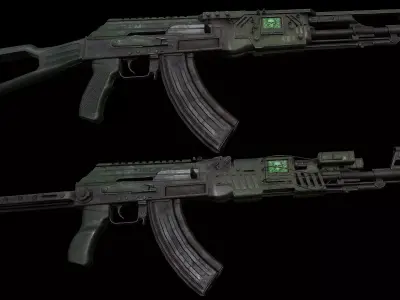 SciFi Futuristic Unique Spiker AK Pattern Assaultrifle Low-poly 3D model