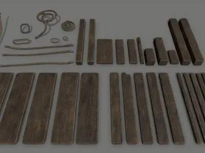woods and ropes Low-poly 3D model