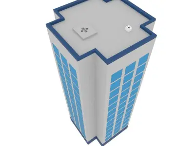 House Low-poly 3D model office building with windows Low-poly 3D model