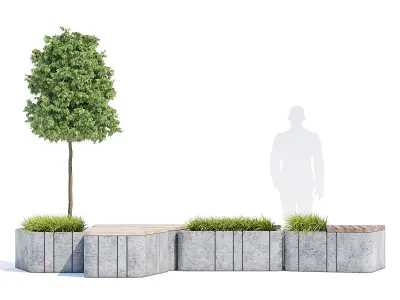 Timber seats and benches 3D model