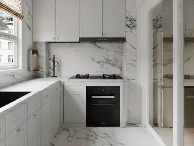 Living Room and Kitchen with Dinning Set Low-poly-125 Low-poly 3D model