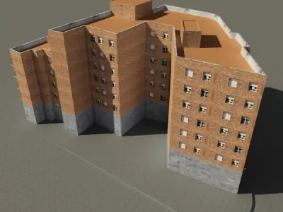 Building apartment - apartment Low-poly 3D model