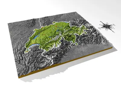 Switzerland High resolution 3D relief maps 3D model