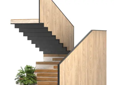 wood staircase Free 3D model