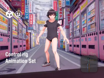 Tokyo Street Character in Pastel Style Low-poly 3D model