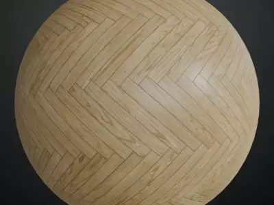 Polished Oak Herringbone Parquet PBR Seamless Texture