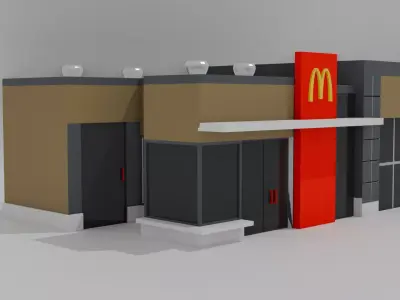 Low Poly Game Ready McDonald Building Free low-poly 3D model