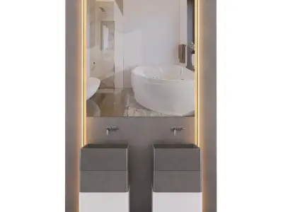 Bathroom door with two boxes 3D model