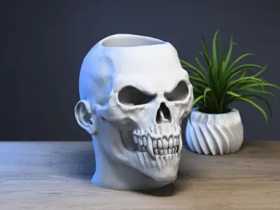 Robot Skull pen holder Cyborg pen holder 3D print model