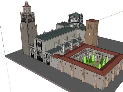 Architecture-Religion-God-Culture-Temple-0276 church with two... 3D model