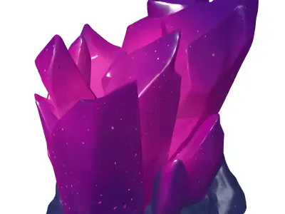 Glowing Purple Crystal Cluster Low-poly 3D model