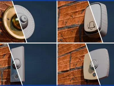 Doorbells Asset Pack - High-Quality Interactive Door Bells Low-poly 3D model