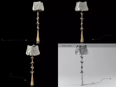 Muletas four different lamps and lamp shade 3D model