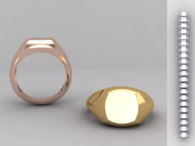 cushion square Signet Ring Base 8MM top in All sizes 271-MWC 3D print model