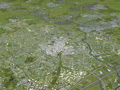 Montpellier France 50x50km 3D City Map 3D model