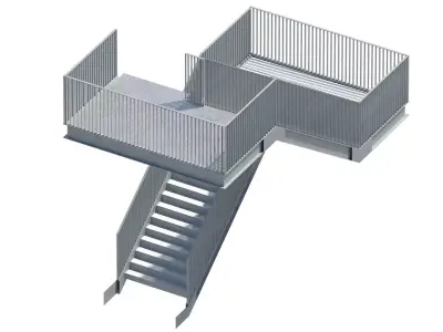 Metal Modular Industrial Staircase Builder set 3D model