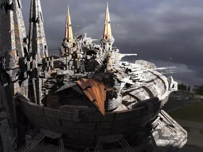 Sci fi Core Magma crystal Dish Array Kitbash 2 3D model