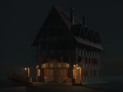 Medieval Building Low-poly 3D model