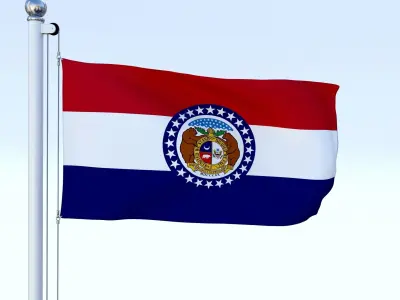 Animated Missouri Flag Low-poly 3D model