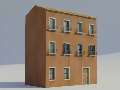 Apartment Building - Low-poly PBR Low-poly 3D model purchase