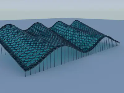 Pack of 12 Architectural structure with complex curve Low-poly 3D model