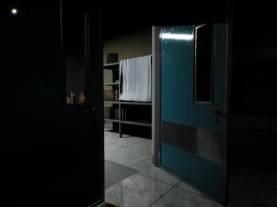 Metal Door single and double door with glass Low-poly 3D model