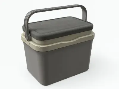 Plastic Cooler Gray Dirty Low-poly 3D model