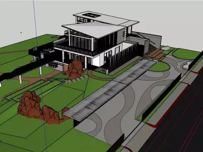 Vacation Villa 3D 2D Model SketchUp 3D model 3D model