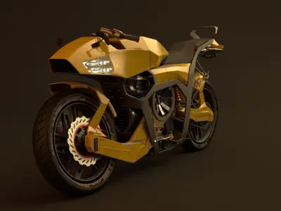 Futuristic motorcycle Low-poly 3D model