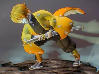 Low Poly anime Zenitsu with textures Texture