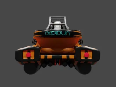 Submarine low poly 3d model orange and Free low-poly 3D model