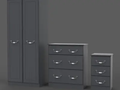 Bedroom Furniture Set - Antique Style 3D model