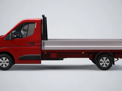  Renault Master Tipper Flatbed Truck PBR Textured 3D Model 