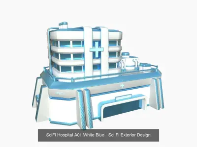 10 SciFi Hospitals A Collection - Sci Fi Exterior Design 3D Model Pack