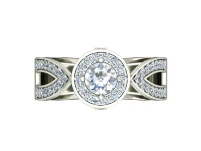 Light Weight White Gold Diamond Ring  -VJR42 3D print model