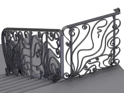 Multi level handrail 3D model