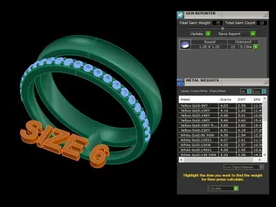 DOUBLE ROW STACK DIAMOND BAND RING SIZE 6 3D print model