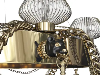 PANTHER ART DECO CHANDELIER WITH CRYSTA Low-poly 3D model