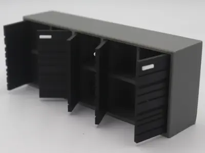 Set of Kitchen cabinets with functional doors 3D print model