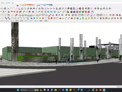 Hotel office building glass facade  3D model