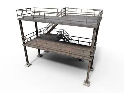 Industrial stair v2 Low-poly 3D model