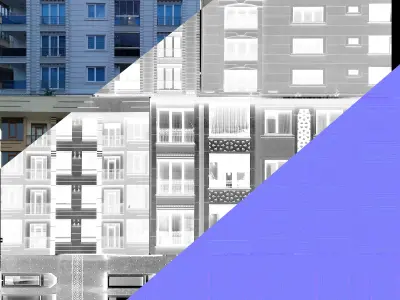5 apartment with one texture Low-poly 3D model
