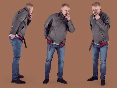Handsome Man Lights a Cigarette 3D model
