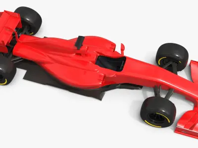  Formula One Racing Car with Rear Wing Red Rigged for Maya 