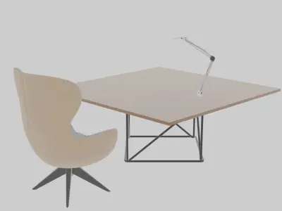 Modern Office Chair and Table 3D model