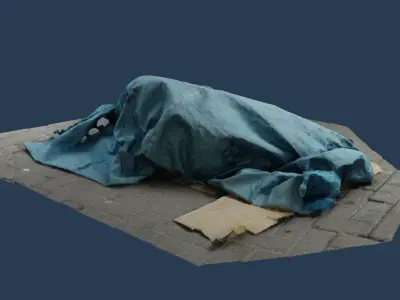 RAW 3D Scan - Rubbish tarp trash burlap canvas environment asset 3D model
